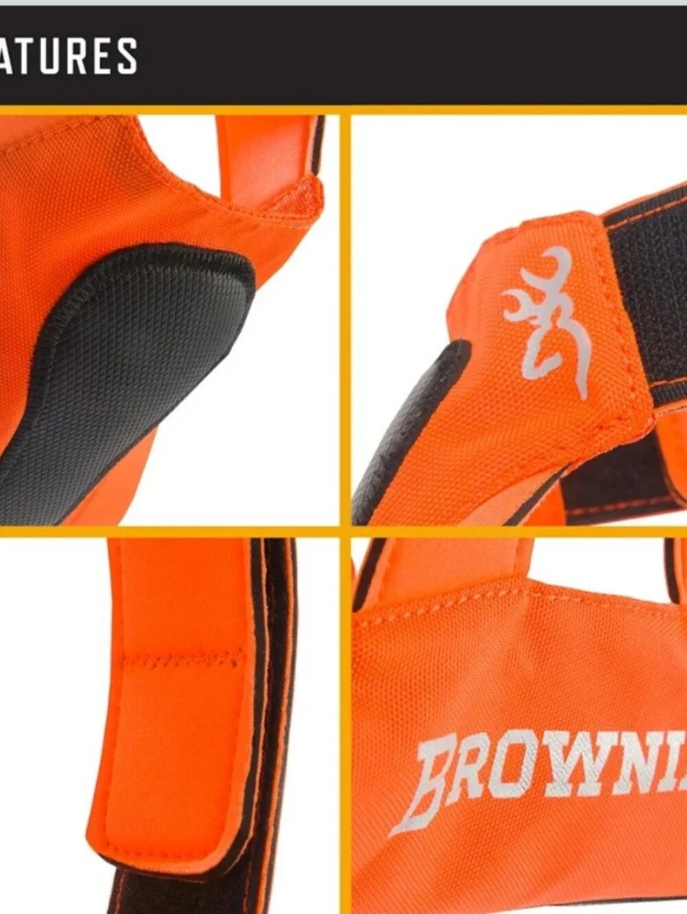 Browning Pet Products Chest Protection Vest Neoprene Reflective Orange/Black L